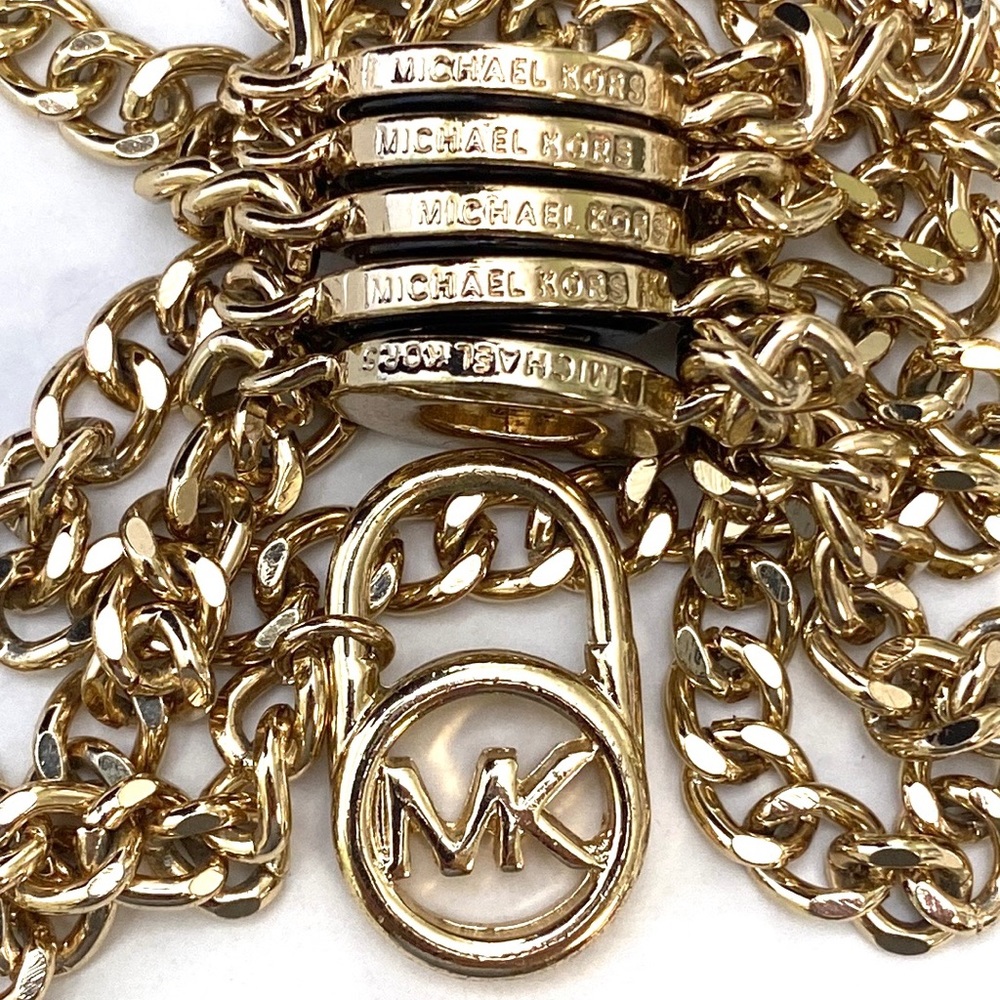 Michael by Michael Kors Women's Hamilton Gold Tone Chain Lock Belt - Picture 10 of 11